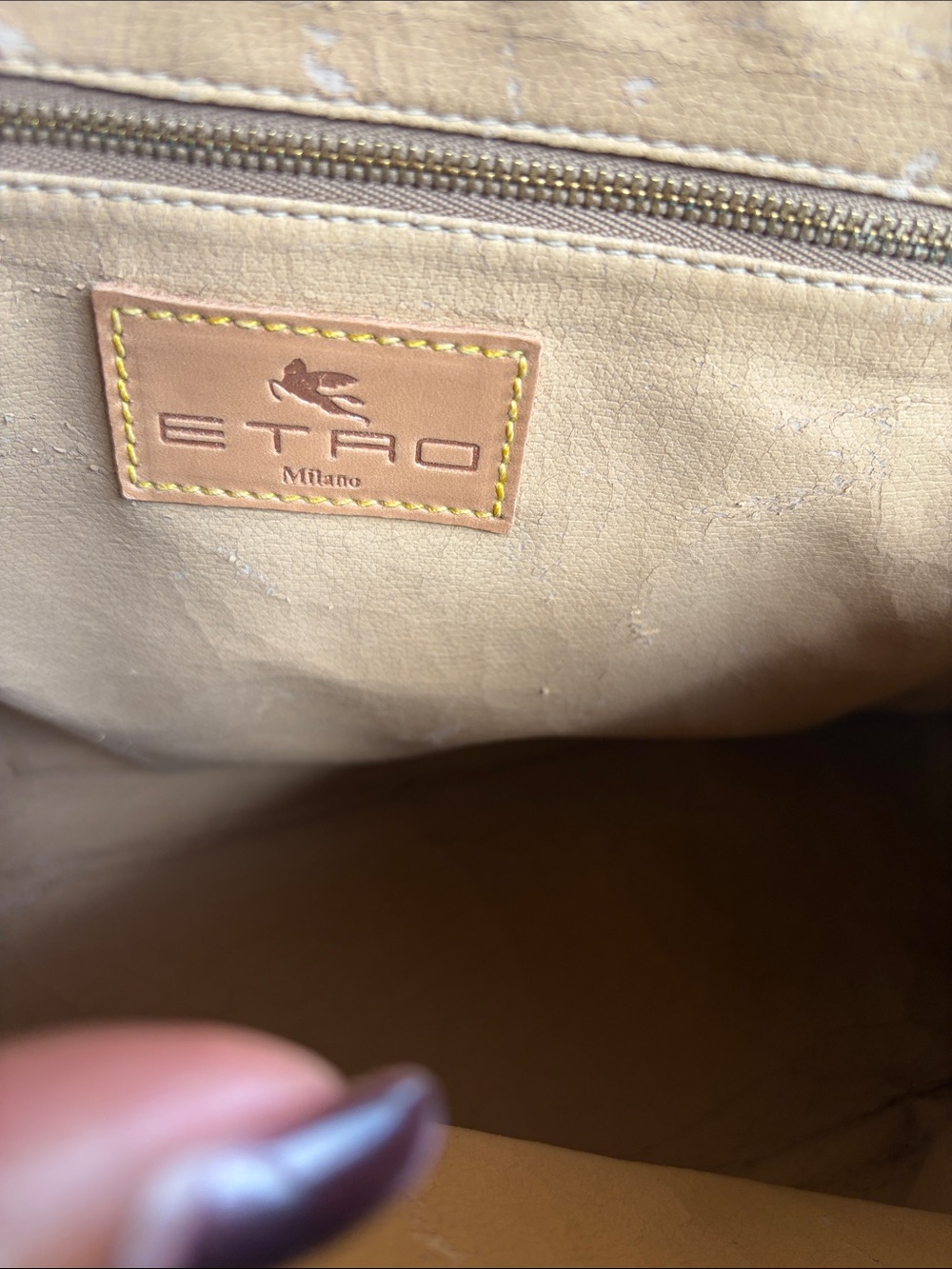 Beautiful Etro Paisley Dome Satchel with Tan Trim - Picture 9 of 10